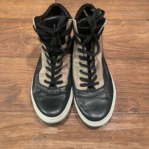 Vince high top leather/canvas sneakers